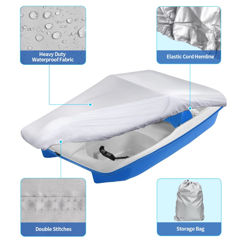 iCOVER Pedal Boat Cover, Fits 3 or 5 Person Paddle Boats Water Proof Heavy Duty Paddles Covers, Grey - Image 2